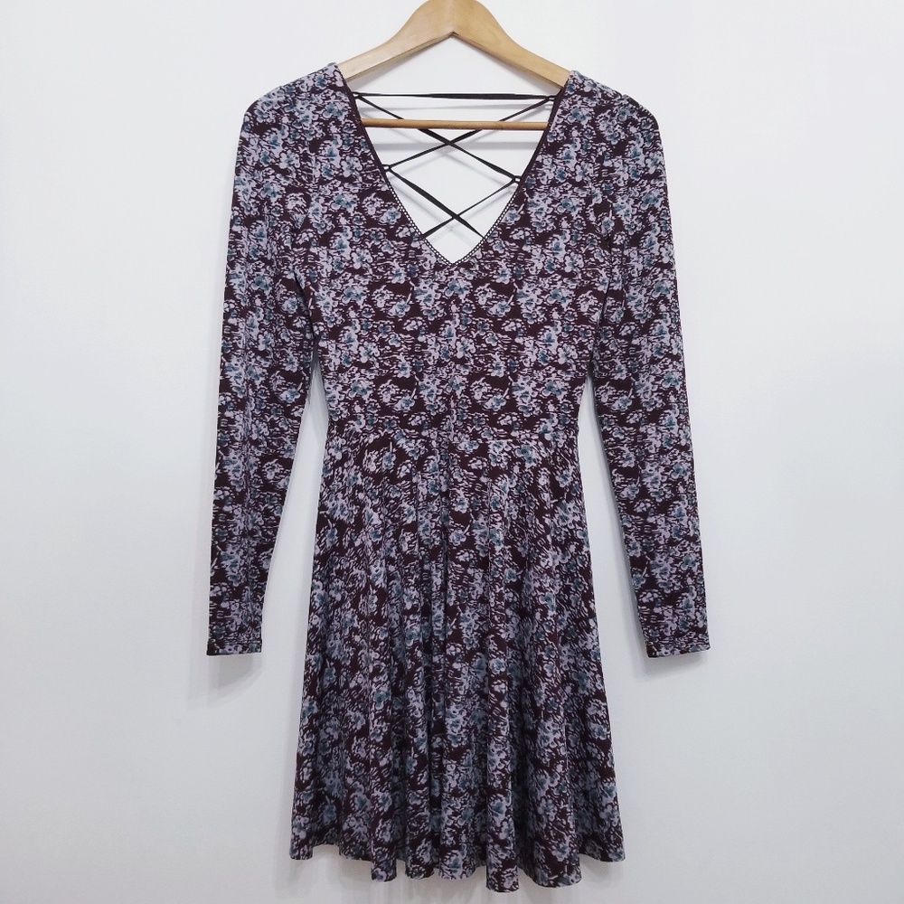 🌿Kimchi Blue Floral Lace Up Long Sleeve Dress